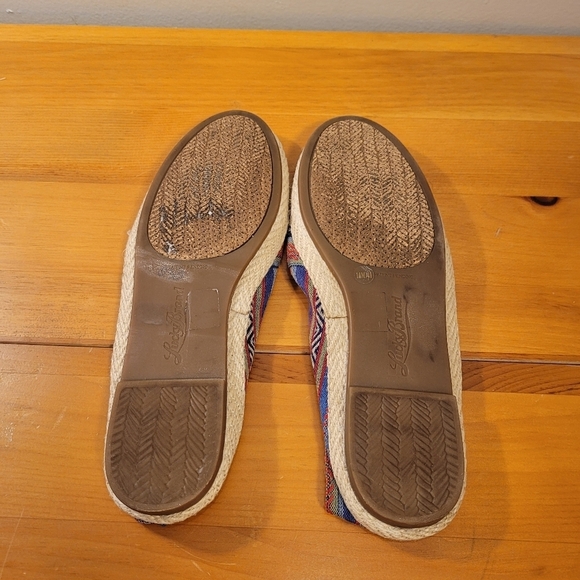 Lucky Brand Sz 10 Colorful Espadrille Flats Striped Canvas Jute Slip On Bohemian - Picture 9 of 11
